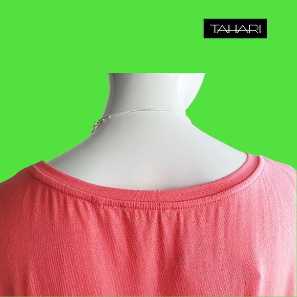 TAHARI NEW Skater WHITNEY Electric Scoop Neck Short Sleeves Hi Lo Top L - Picture 9 of 12